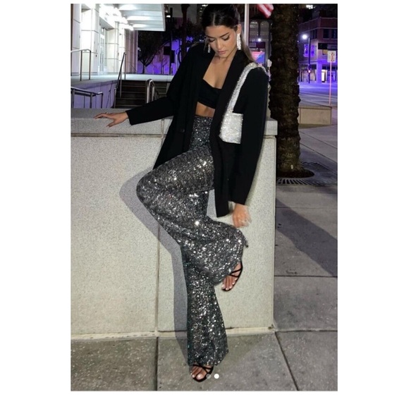 {Zara} Sequin Flared Legging Pants • XS, S - Picture 3 of 15